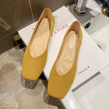 Ballet flats hot knitting square toe single shoes woman breathable soft sole moccasins flats shallow candy color