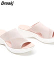 Women Slippers Casual Beach Slides Solid Wedges Mesh Breathable Ladies Shoes Open Toe Platform Female Footwear Mujer