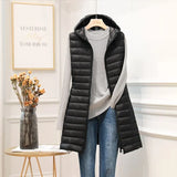 2020 Winter New Women Ultra Light White Duck Down Jacket Zipper Medium Long Vest Casual Outerwear 4XL Plus Size Down
