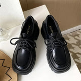 platform loafers Women Oxford Shoes Flat on Platform Casual Shoes Lace Up Leather Shoes Sewing Round Toe zapatos