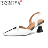 Pointed Women Sandals 2023 Spring Summer Mid Heel Hollow Shoes Fashion Women's Shoes Obuv Zapatos Mujer Size