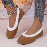 Breakj Solid-Colored Velvet Flat Bottom Low-Top Cotton Shoes Women Plus Velvet Wide Buns To Keep Warm Hair Single