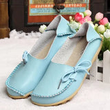 Leather Autumn Woman Loafers Female Slip On Ballet Bowtie Women's Shoe New Moccasins Women Flats Shoes Chaussures