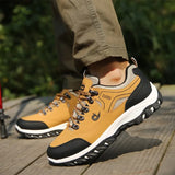 Men Shoes Summer Breathable Hiking Walking Sneakers Outdoor Ultralight Leather Slip-on Climbing Trekking