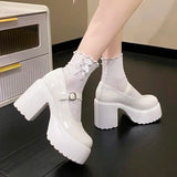 Chunky Platform Pumps Women New Buckle Strap Super High Heels Mary Jane Shoes Woman Goth Thick Heeled Party Lolita