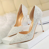 Breakj Sexy Nightclub Show Thin Women's Shoes Thin Heel High Heel Shallow Pointed Head Side Hollow Out