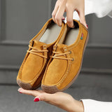 Leather Women's Casual Shoes Lace Up Flats Sneakers Luxury Brand Ladies Moccasins Designer Loafers Women Chaussures