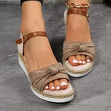 Breakj New Sandals Women's Bow Rope Soles Light Women's Shoes Fish Mouth Thick-Soled