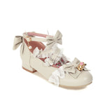 Women Lolita Mary Jane Shoes Cross-Tied Rockabilly Lace Pumps with Bow Girls Princess Japanese Gothic Cosplay Casual Party
