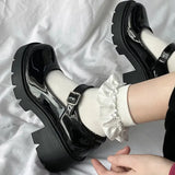 Spring Platform Leather Shoes Women Flats Casual Oxford Loafers Thick Bottom Ladies Wedge Lolita Shoes Mary Jane