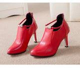 Breakj New Martin Boots Women Autumn Sharp Boots Women High Heel Shoes Autumn Leather Boots Women Fashion