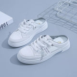 Breakj Half Slippers Women Wear Shoes 2025 Summer New Leisure A Foot Pedal Lazy Thin Bottom Small White Shoes