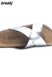 2023 Summer Cross Cork Slipper New Fashion Women Casual Beach Slip on Outside Non-slip Slides