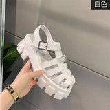 Breakj Roman Women's Sandals Women's 2023 New Summer Breathable Bag Head Height Anti-Slip Coarse Heel Hollow Women's