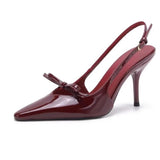 Breakj Red Bow Fine Heel High Heels Women 2025 Spring And Autumn New Runway Show Fashion Tip-Tip High-Heeled