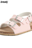 Summer Kids Beach Print Cork Sandals for Girls Boys Children Outdoor Casual Non-slip Flat with Cute Slide