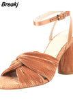Dropship 2023 Summer Woman Sandals Chunky Heel Ankle Strap Lady Office Sexy Party Wedding Shoes Woman