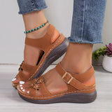 Breakj 2024 Retro Summer Anti-Slip-Soled Sandals Women's Line Glued Slopes And Flower