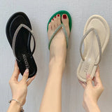 Celebrity Rhinestone Clip Summer 2023 Korean Flat Drag Candy Color Fairy Shoes To Wear Women's