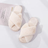 Women House Slippers Faux Fur Fashion Warm Shoes Woman Slip on Flats Female Slides Black Pink cozy home furry