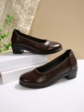 Breakj Work Shoes Shallow Mouth Thick Heel Professional Shoes Soft Leather Plain Heel Work Clothes Flight Attendant Female Middle-Age Mother