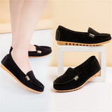 Breakj And Summer Round Head Flat Heded Shallow Shoes Single Shoes Metal Buckle Flat-Soled Women's Shoes Students Bean Shoes Casual Single