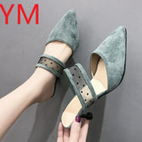 2020 Summer Women Pumps Wedding Shoes Flock Bridal Pointed Toe Woman High Heels shoes Dress Shoe Sandalias Mujer Heel
