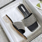 Diamonds Slippers Woman Transparent Heels Sandals Plus Size 34-43 Ladies Casual Flipflops Femme Comfy Slides Crystal