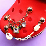 Metal Chain Shoe Charms Accessories Luxury Shiny Rhinestone LOVE Shoe Buckle Decorations fit Kids X-mas Party Gifts