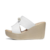 2019 New Summer Genuine Leather Platform Wedges Sandals Women Fashion High Heels Female Summer Shoes Size