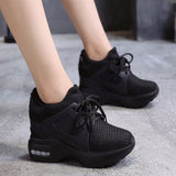 Platform Wedge Heels Casual Shoes Breathable Mesh High Heel Autumn Casual Shoes Height Increasing Woman Outdoor
