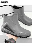 Low Rain Shoes for Men Waterproof Slip on Loafers Rain Shoes Men's Galoshes Rubber Rain Shoes Male Rubber Ankle