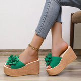 Heels Summer Beach Platform Women Wedge Slippers Appliques Butterfly-knot Female Sandals Clog Shoes Slides