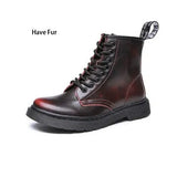 Women Boots Classic Genuine Leather Shoes Women Autumn Winter Boots Leather Punk Ankle Botas Mujer Fur Winter Chaussures