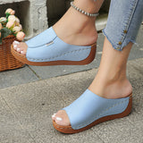 Breakj Thick-Bottomed Casual Slippers Women 2025 New Summer Word Solid Color Simple Fashion Fish Mouth