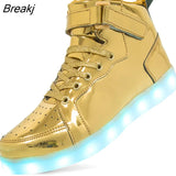 Men Led Luminous Shoes Women High-Top Charging Glowing Sneakers Children USB Rechargeable Shuffle Dance Shoes Size