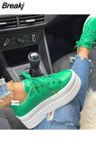 Women Casual Lace-up Sports Shoes SolidColor Platform Designer Ladies Running Pu Leather Outdoor Female Leisure Sneakers