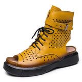 2021 Fashion Ladies Sandals Hollow-Out Gladiator Sandals Women Flat Shoes Open Toe Genuine Leather Summer Cool