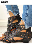 Summer New Shoelaces Gladiator Boot Leisure Wedge Heel Comfort Women Shoes Plus Size Women Sandals Zapatillas De