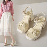 Breakj Sandals Women 2025 New Summer Wear A Word With Coarse Heel Toe Fashion