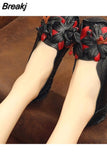 35-42 Genuine Leather Summer Flats Women Soft Slip-On Flat Shoes Black Red Floral Mom Loafers Moccasin Lady Designer