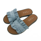 Breakj Spring And Summer New Cool Slippers Women's Version Of The Fashion Wood Ear Lace Slippers Flat With A Word