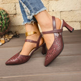Breakj High-Heeled Sandals New Fashion Pointed Sandals Behind The Air Soft Leather Hollow Hollow High Heels
