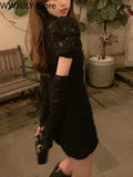 Spring Lace Design Elegant Y2k Mini Dress Woman Party Sexy Bodycon Dress Casual Puffer Sleeve One Piece Dress Korea
