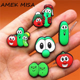 Cartoon Potato Tomato Balsam Pear PVC Buckle Shoe Accessories Decorations Jibz for Croc Charms Shoes fit Bracelet Kids