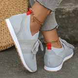 Breathable Mesh Flats Shoes Women 2024 Casual Lace Up Platform Sneakers Woman Non Slip Thick Soled Walking Shoes