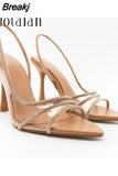 Womens High Heel Sandals Summer Transparent Heels Luxury Rhinestone Strap Slingbacks Female Sexy Party Wedding pumps