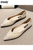 Sequined cloth flats women pointed toe moccasins crystal shoes ladies ballerina glitter soft bottom loafers shoes