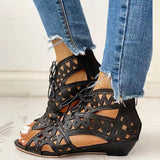 Summer New Shoelaces Gladiator Boot Leisure Wedge Heel Comfort Women Shoes Plus Size Women Sandals Zapatillas De