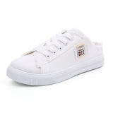2023 Spring Summer Women Canvas Shoes Flat Sneakers Women Casual Shoes Low Upper Lace Up White Shoes Zapatos Para